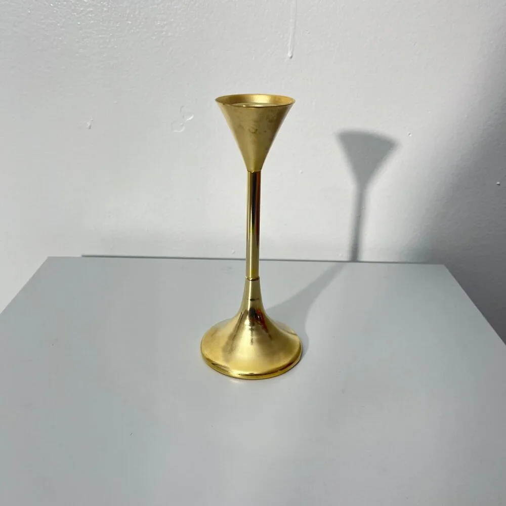 Vintage Lefton Exclusive Funnel  Brass Candlestick‎ Holder